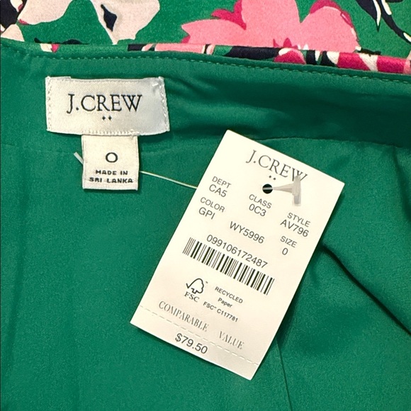 NWT J. Crew Factory Cotton Sateen Pencil Skirt Green & Pink Floral Size 0 - Picture 10 of 13